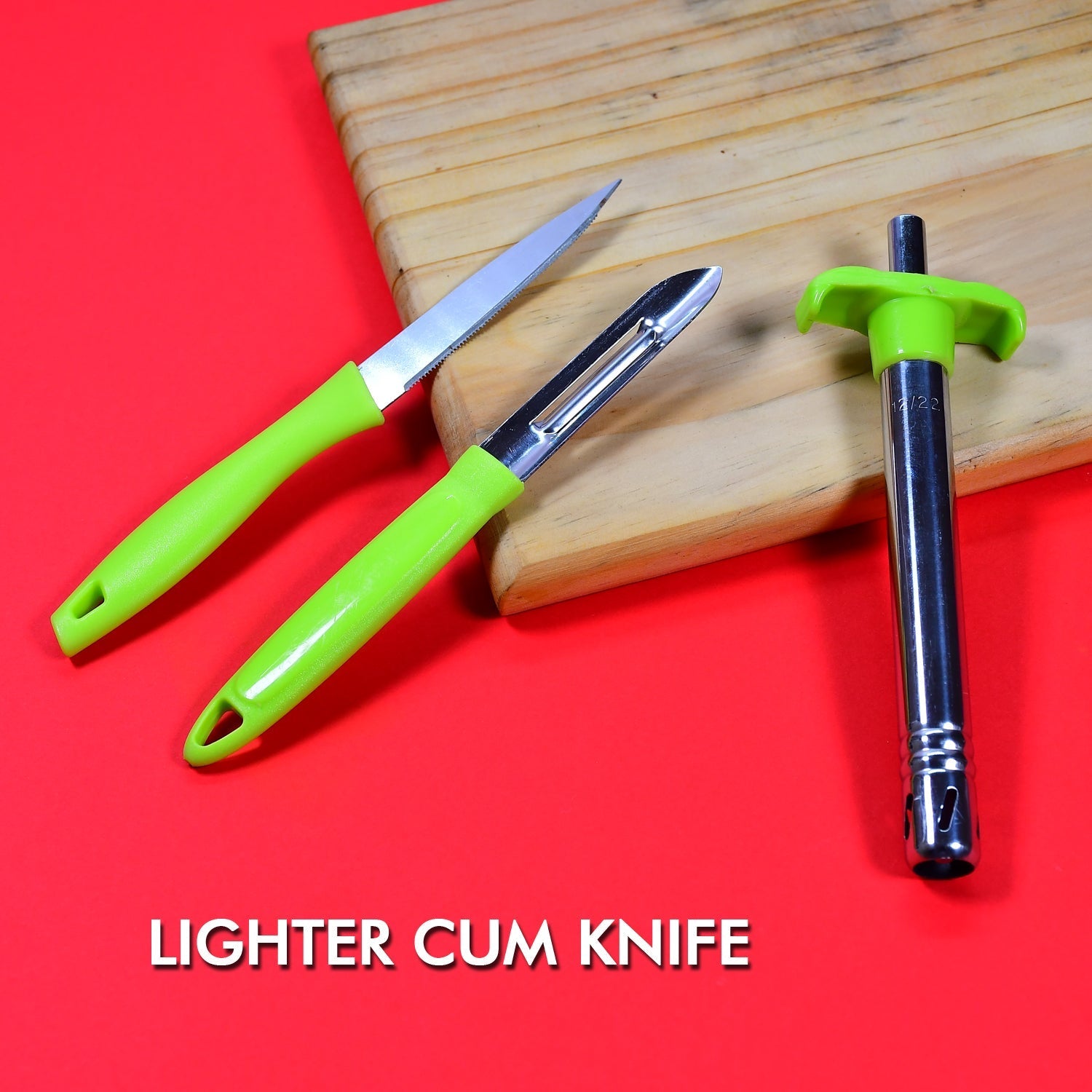 Compact lighter with knife and peeler features from Ganesh Compact lighter with knife and peeler features from Ganesh
